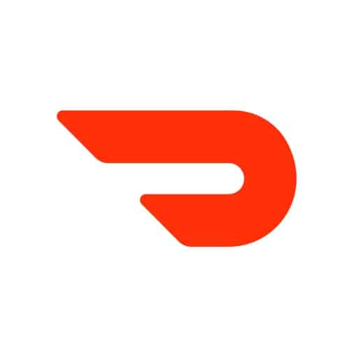 Red abstract logo resembling a stylized letter D with a curved, motion-inspired shape on a white background.